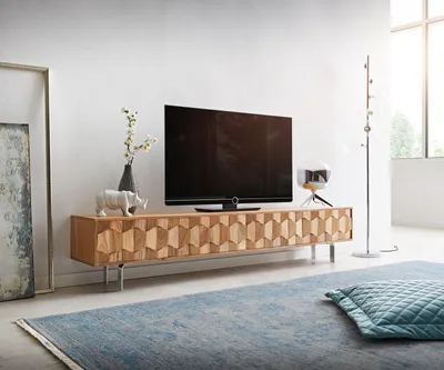 Produktbild von DELIFE Lowboard Fevo 200 cm Akazie Natur 4 Türen L-Fuß