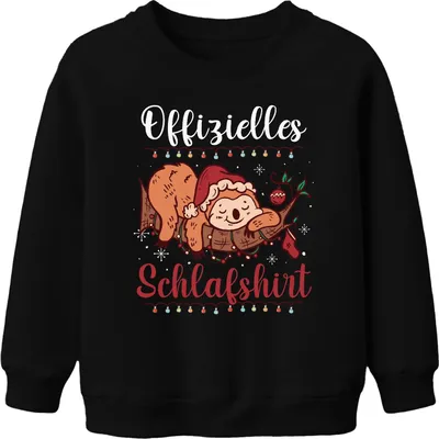 Produktbild von Offizielles Schlafshirt Faultier Weihnachten - Weihnachtsgeschenk Christmas Uni Kinder Weihnachtspullover, Schwarz, 116