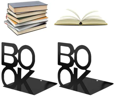 Produktbild von 1 Paar Buchstützen - Buchhalter aus Metall - Buchständer – für Zuhause, Büro, Schule – Schwarz