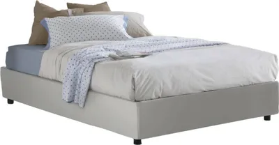 Produktbild von Doppelbett Ddel, Containerbett mit Kunstlederbezug, 100%  Italy, Frontöffnung, passend für Matratze 140x190 cm, Weiß
