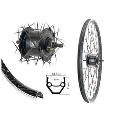 Produktbild von Vorderrad 24" Nabendynamo Hohlkammerfelge Felgenbremse schwarz 19-507 24 Zoll