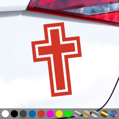 Produktbild von PantherPixel Kreuz Aufkleber Christentum Kirche Jesus Christus Sticker Auto Geschenkidee Farbe Rot