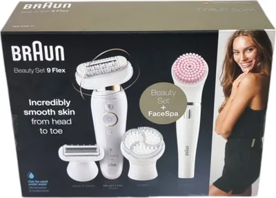 Obrázek produktu pro Braun Silk-épil 9 Flex 9100 BS - Gold - Weiß - 40 Pinzette - MicroGrip - Integrierte Batterie