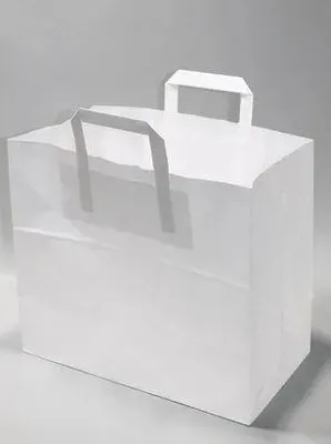 Produktbild von Papiertragetaschen 32x17x27cm Weiß Kraft 70g/m² (50 Stück) [PADW8026]