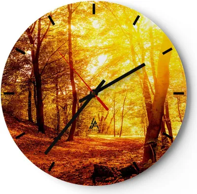 Produktbild von Wanduhr - Rund - Glasuhr - Wald Baum Natur - 40x40cm - Schleichendes Uhrwerk - Lautlos - zum Aufhängen bereit - Dekoration Modern - Wanddekoration aus Glas - C3AR40x40-3722