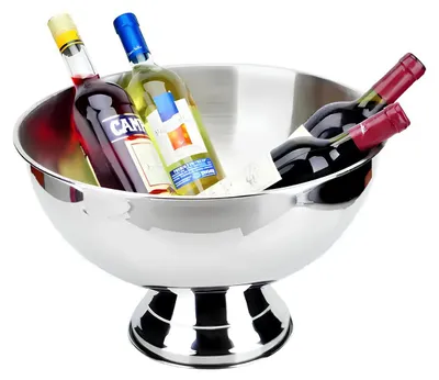 Image de Seau à champagne en acier inoxydable 40×25 cm seau à glace chromé