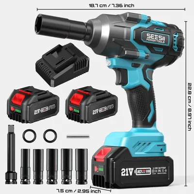Image de Visseuse à chocs sans fil - WH760P - Couple élevé de 1 000 Nm - Moteur sans balais - 2 batteries de 4,0 Ah - Trois vitesses - Éclairage LED - Emmanchement carré de 1,27 cm