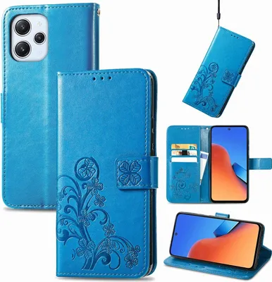 Productafbeelding van König Design hoesje, compatibel met Xiaomi Redmi 12 5G, kunstleren telefoonhoesje - telefoonhoesje, blauw