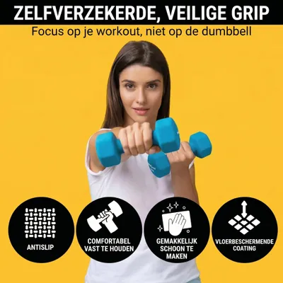 Zdjęcie produktu dla Hantle neoprenowe zestaw, 2 sztuki po 1 kg, do treningu siłowego w domu