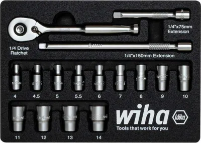 Produktbild von Wiha 44683 Steckschlüsseleinsatz-Set 1/4 197 mm (44683)