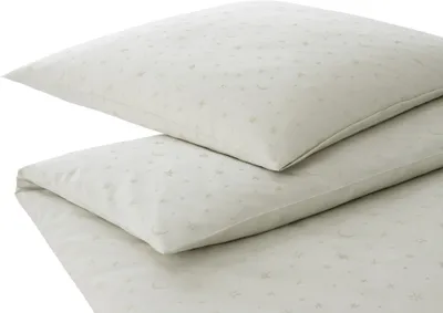 Produktbild von elegante Mako-Satin-Bettwäsche-Garnitur Stars Farbe Natur Größe 200x220+2x70x90cm