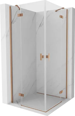 Produktbild von Mexen Mist H Duo Duschkabine, Schwenktür 100 x 100 cm, transparent, gebürstetes Kupfer - 8A5-100L-100P-65-00