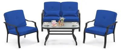 Image de Ensemble de mobilier de jardin composé de 4 pièces - Ensemble de salon de jardin - Ensemble pour balcon - Mobilier d'extérieur - Mobilier de terrasse - Coussins confortables