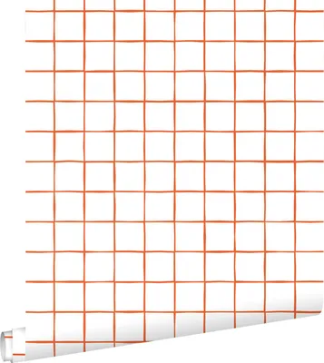 Zdjęcie produktu dla ESTAhome Tapeta motyw kratki pomarańczowymIbiałym 50 x 900 cm