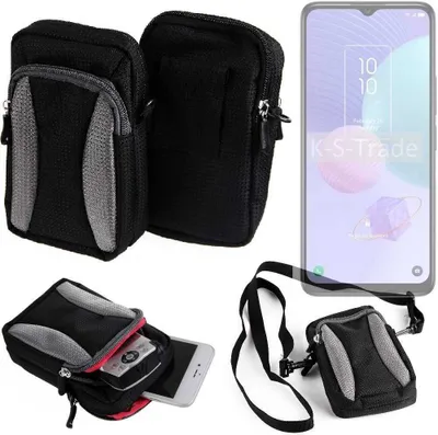 Produktbild von K-S-Trade Holster Schutz Hülle kompatibel mit TCL 405 Handy Hülle Gürteltasche Umhängetasche mit Zusatzfach schwarz