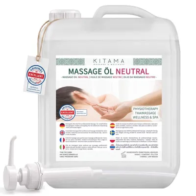 Produktbild von Kitama Massageöl Neutral (ohne Duft) 10-Liter mit Pumpe für Thai Massage Physiotherapie