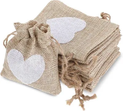 Obrázok produktu pre Jutové vrecká – 10 ks malých vrecúšok na naplnenie – darčekové vrecká – ľanové vrecká na narodeniny, svadbu, detskú oslavu – 10 x 8 cm