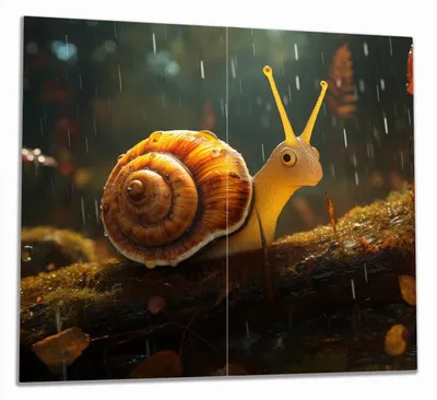 Produktbild von Wallario Herdabdeckplatte aus Glas, Größe 60 x 52 cm 2-teilig, Motiv Snail on Tree