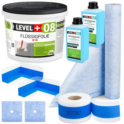 Produktbild von Dichtset ca. 10m2 Dusche Bad Abdichtung Flüssigfolie Dichtbahn Dichtband SET361