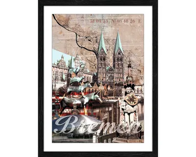 Produktbild von Gerahmtes Bild Bremen Wahreichen 33x43 cm