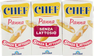 Produktbild von Parmalat Chef Panna Senza Lattosio Laktosefreie Kochcreme Glutenfrei (3 x 125ml) Sauce zum Kochen