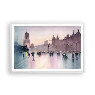 Produktbild von Gerahmtes Poster - Weißer Rahmen - Aquarell Stadt historische Denkmäler - 91,5x61 cm - Wand Bild - Wanddeko - Wandbilder - Kunstposter - Wandposter - Bilderrahmen - Bilder - Kunstdruck P2WAA91x61-4579