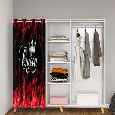 Obrázek produktu pro Závěs na dveře, rozměry 132 x 203 cm, černá barva, vzor plamenů
