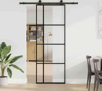 Immagine prodotto di Porta Scorrevole con Ferramenta 76x205cm Vetro ESG Alluminio
