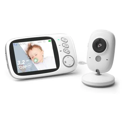 Obrázek produktu pro Dětská chůvička s kamerou Dětská chůvička 3,2" LCD s nočním viděním Režim VOX Funkce interkomu a ukolébavky v interiéru
