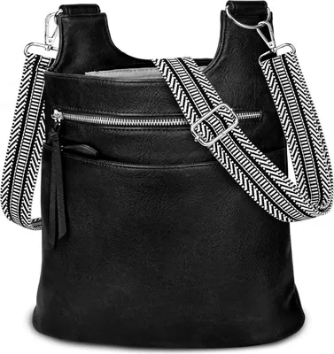 Obrázek produktu pro TEUEN Taška přes rameno Dámská středníPolyuretankožená crossbody taška přes rameno černá