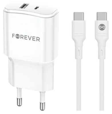 Zdjęcie produktu dla Ładowarka sieciowa Forever TC-01-20AC 20W PD+QC 1xUSB-C 1xUSB-A