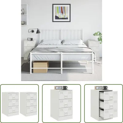 Produktbild von The Living Store Nachttische 2 Stk. Weiß 34,5x39x62 cm Stahl