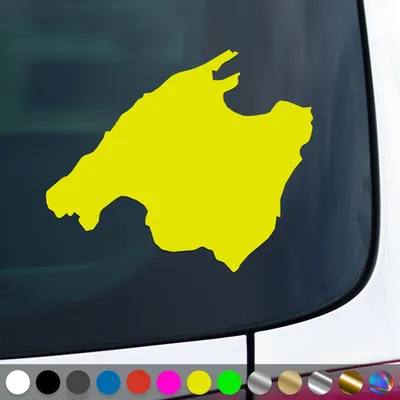 Produktbild von PantherPixel Mallorca Aufkleber Insel Umriss Reisen Spanien Sticker Auto Geschenkidee Farbe Neon-Gelb
