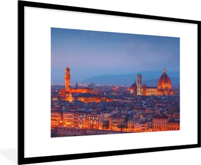 Produktbild von MuchoWow® Gerahmtes Poster Florenz - Stadt - Sonne 90x60 cm - Poster mit Schwarzem Bilderrahmen Wandposter Rahmen Foto Bilder - Wanddekoration - Fotos