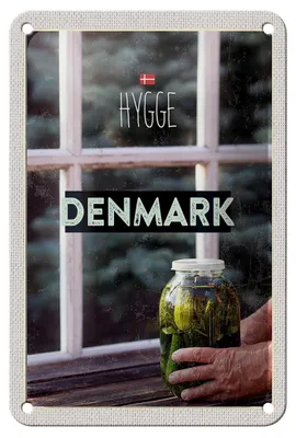Produktbild von Blechschild Reise 12x18cm Dänemark Gurken im Glas Fenster Dekoration