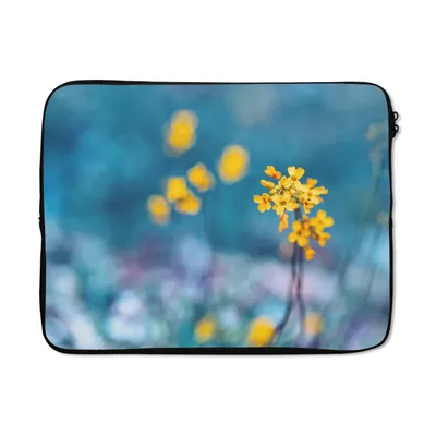 Produktbild von MuchoWow® Laptop Hülle 17 Zoll Laptoptasche Blumen - Gelb - Blau - Zipper - Schutzabdeckung