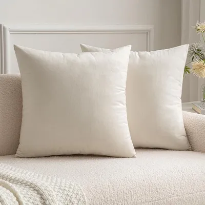 Immagine prodotto di Coperte per cuscini, 45x45 cm, velluto, color crema, confezione da 2 pezzi