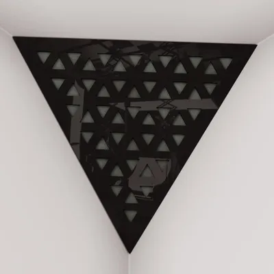 Obrázok produktu pre 2-balenie – basová pasca do rohov stropu „Triangle-F“ | Akustická pena v tvare pyramídy s laminovanou doskou HDF a poťahom [TRI – čierny plast | sivá]