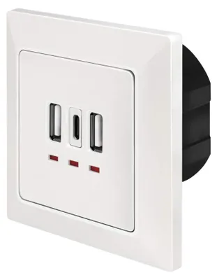 Immagine prodotto di Logilink Unterputz-Steckdose, 2x USB-A, 1x USB-C