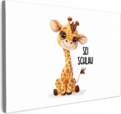 Produktbild von MuchoWow® - Leinwandbilder - Giraffe - Sei schlau - Zitat - Tier, Wandbild, Wanddeko Bilder Wohnzimmer, 30x20 cm