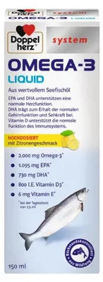 Image de Doppelherz system Omega-3 Liquid Huile de poisson de mer liquide au goût de citron, solution de 150 ml