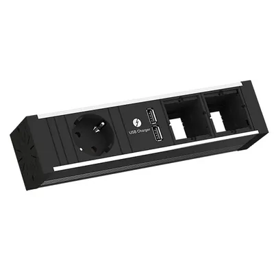 Produktbild von BACHMANN VENID 2x Schutzkontakt, 2x ABD 1x USB-Charger, schwarz