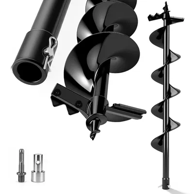 Produktbild von L80cm/Ø15cm Erdbohrer Pflanzbohrer mit Grabzähnen für Bohrgerät, SDS-PLUS, Wolframstahl-Bohrer, Gartenbohrer Spiralbohrer für Erdbohrgerät Bohrhämmer