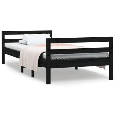 Image de vidaXL Lit en bois massif pin noir 75x190 cm