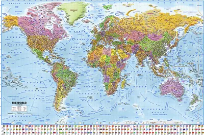 Produktbild von Weltkarte Poster Flaggen 2025 - MAPS IN MINUTESÙ 91,5 x 61 cm