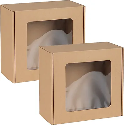 Produktbild von Quadratische Schachtel mit Sichtfenster, Geschenkbox 20x20x10 cm x2