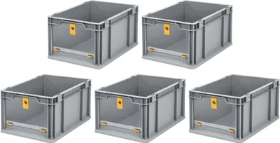 Produktbild von SparSet 5x Eurobox NextGen Insight Cover | HxBxT 22x30x40 | 20 Liter | Hoch/Gelb | Eurobehälter, Transportbox, Transportbehälter, Stapelbehälter