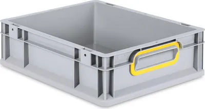 Produktbild von Eurobox NextGen Color | HxBxT 12x30x40cm | 11 Liter | Griffe gelb geschlossen | Glatter Boden | Grau | Eurobehälter, Transportbox, Transportbehälter, Stapelbehälter
