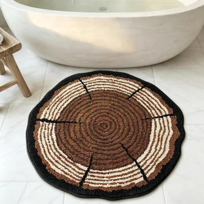 Image de Tapis de bain avec motif tulipes, antidérapant et lavable en machine, dimensions 50x80 cm