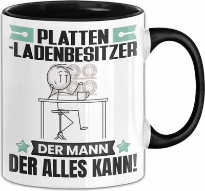 Produktbild von Plattenladenbesitzer Tasse Geschenk für Plattenladenbesitzer Der Mann Der Alles Kann Geschenkidee zum Geburtstag (Schwarz)